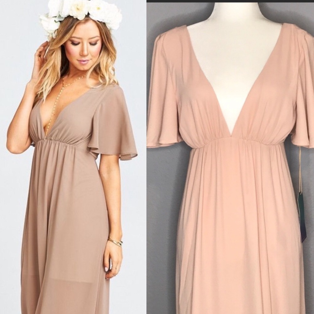 Show Me Your Mumu Faye Flutter Maxi Dress Pink - S